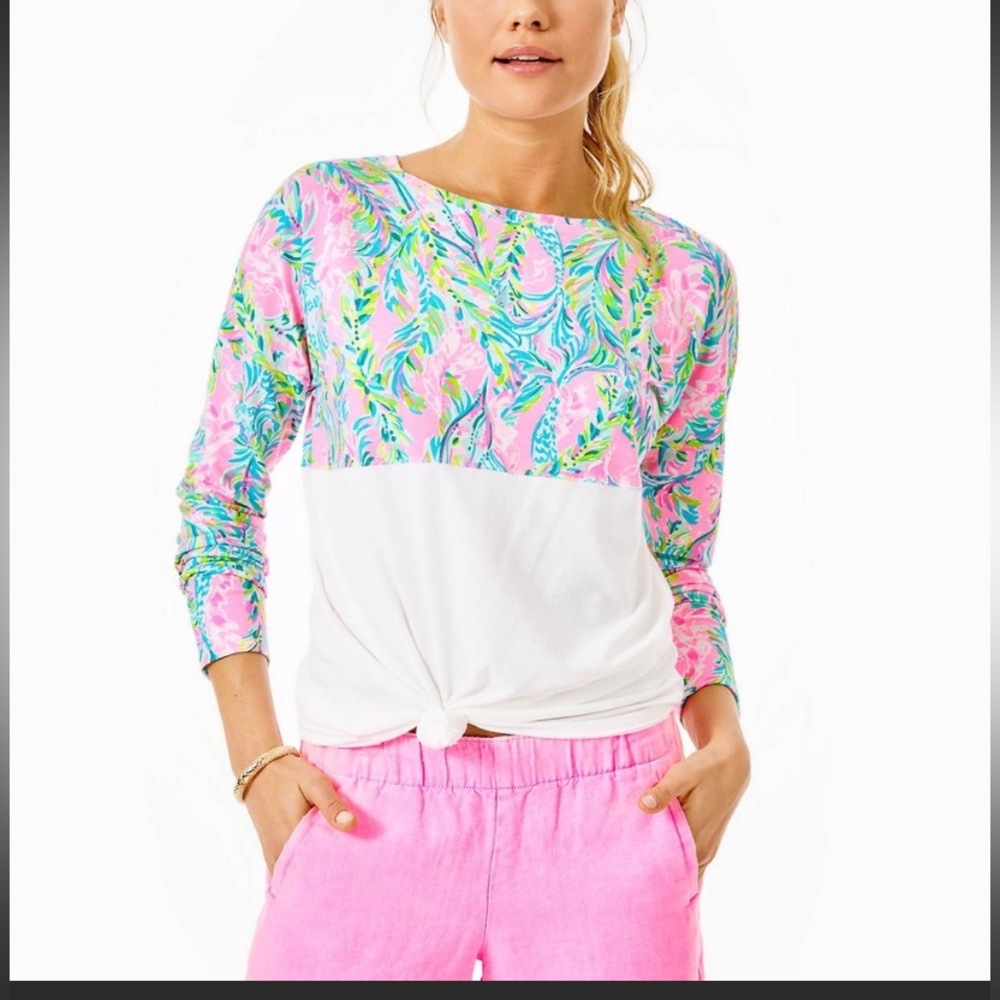 Lilly Pulitzer Finn Top Unicorn of the Sea XL Long Sleeve Shirt Floral
